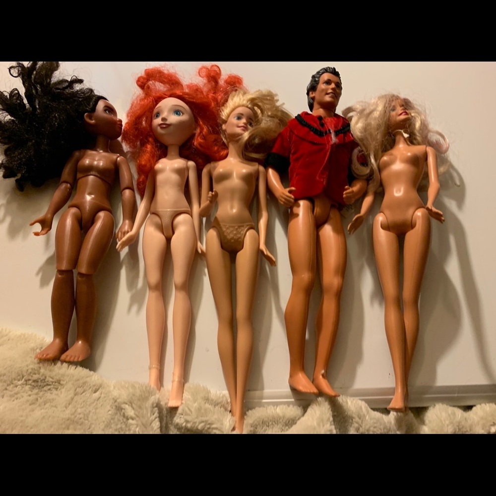 5 Barbie dolls with 1966 ken doll